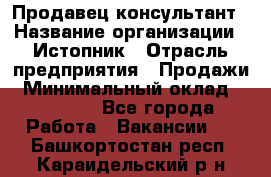 Продавец-консультант › Название организации ­ Истопник › Отрасль предприятия ­ Продажи › Минимальный оклад ­ 60 000 - Все города Работа » Вакансии   . Башкортостан респ.,Караидельский р-н